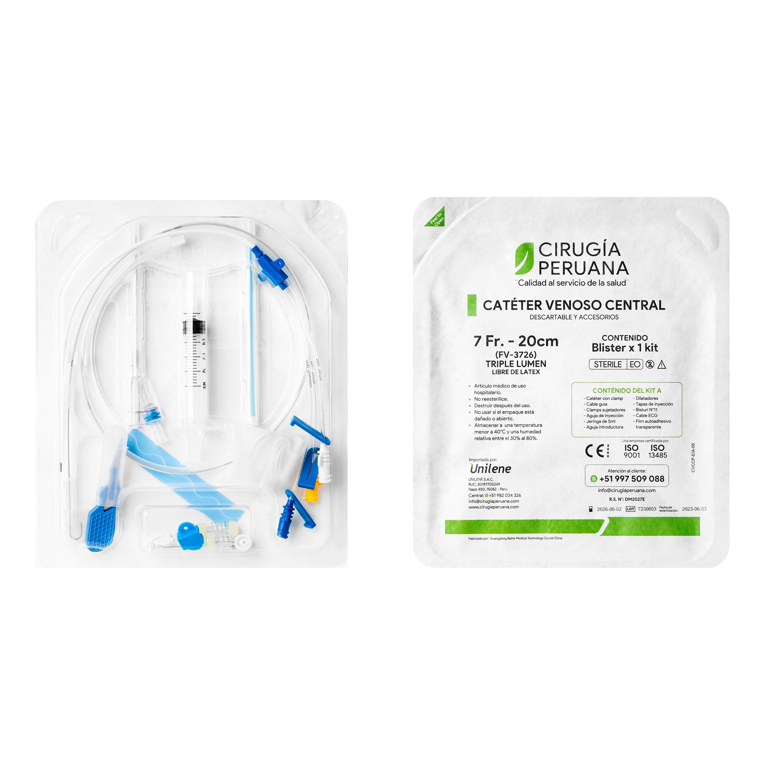 Catéter Venoso Central Triple Lumen 7 Fr
